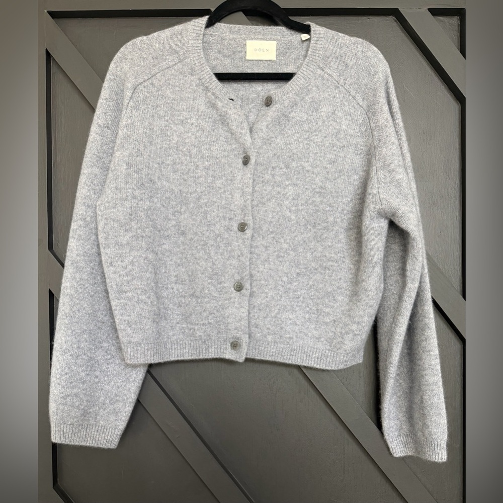 Doen Ashford Cashmere Cardigan in Pebble Gray, Size XL - Picture 3 of 8